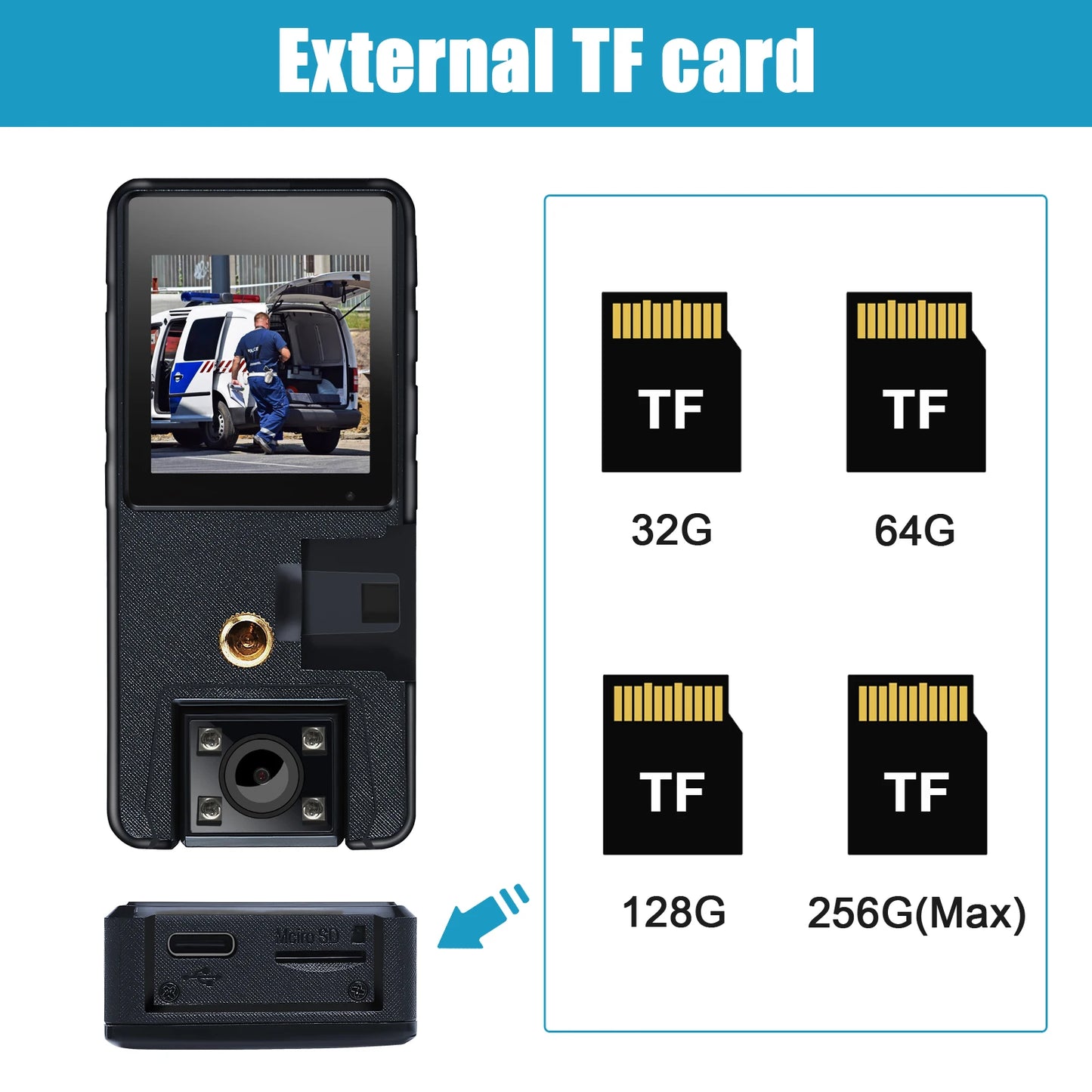 Full 1080P HD Mini Camera 3000mAh Camcorder Body Mount