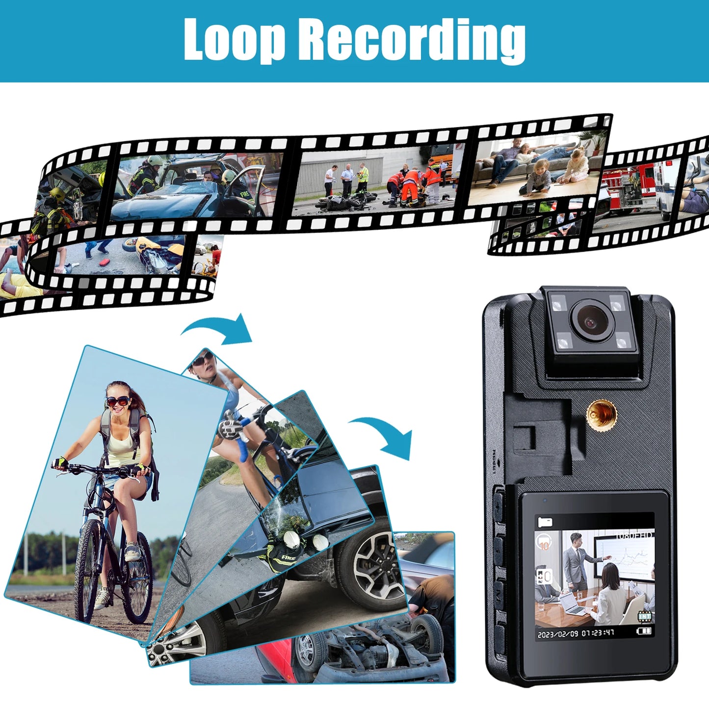 Full 1080P HD Mini Camera 3000mAh Camcorder Body Mount